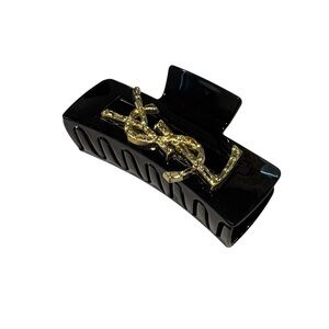 Designer Inspired Hair Claw Clip. Black with Gold letters. NEW!